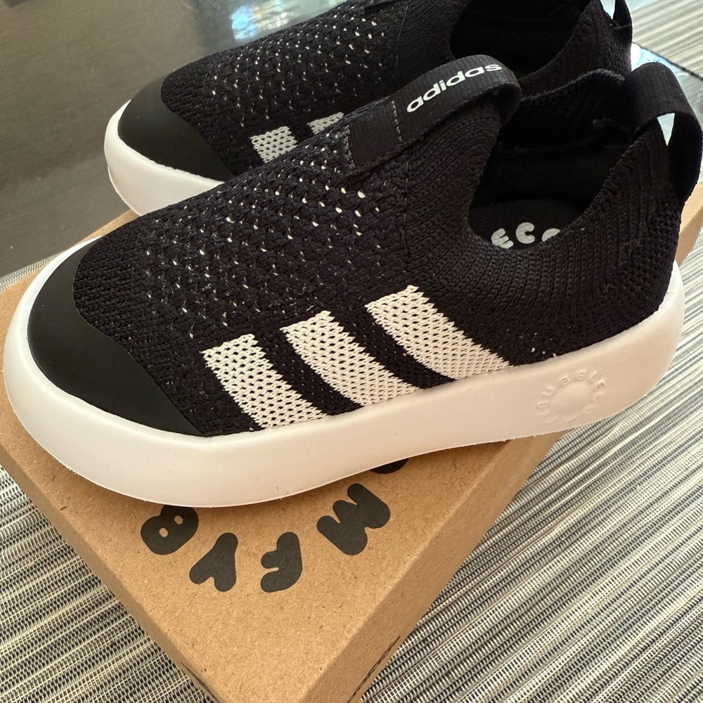 Adidas Kids Black and White Knit Sneakers